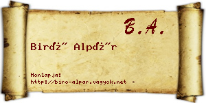 Biró Alpár névjegykártya
